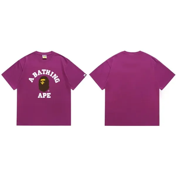A Bathing Ape Classic猿人头印花紫T恤 - 1