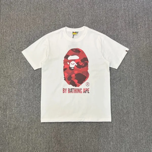 A Bathing Ape Red Camo Ape Head T-Shirt - 1