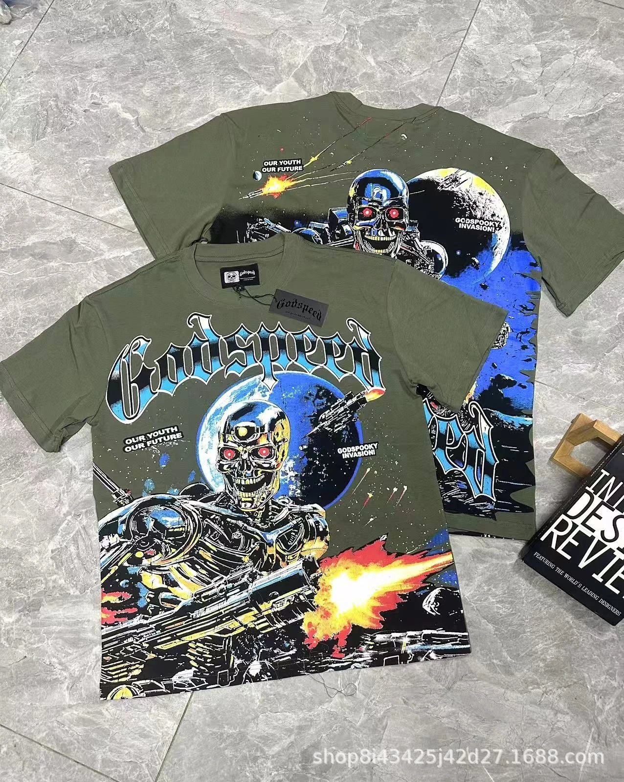 Vintage Washed Skull Print Short-Sleeve T-Shirt photo 8