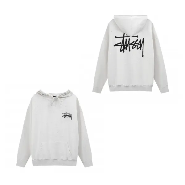 Stüssy Classic Logo Hoodie Light Gray Hoodie - 1