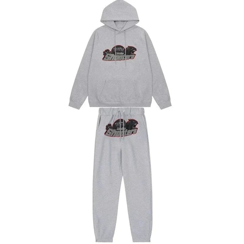 Trapstar Logo Hoodie and Sweatpants Set Gray - 4