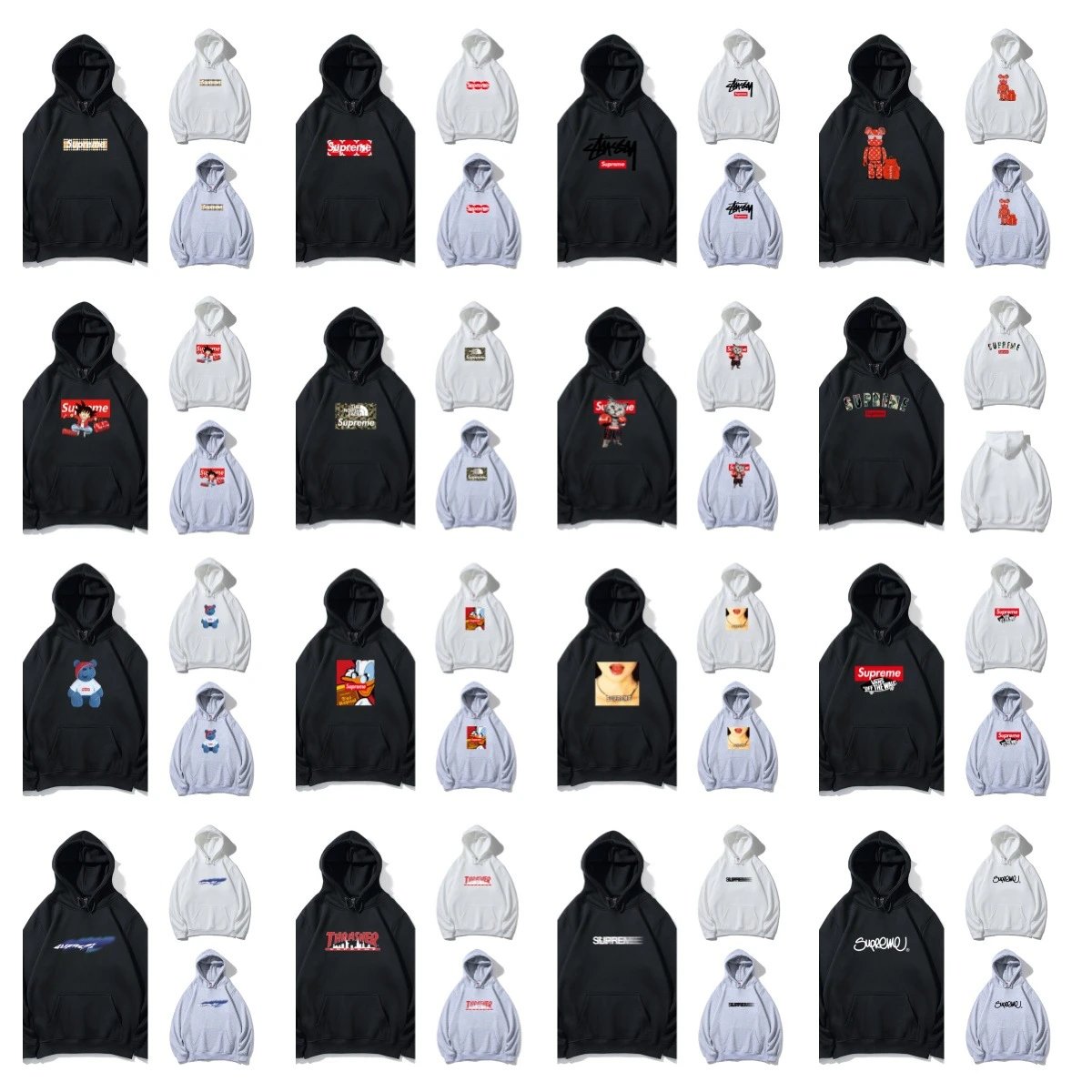 Supreme Letter Print Cross Fleece Hoodie