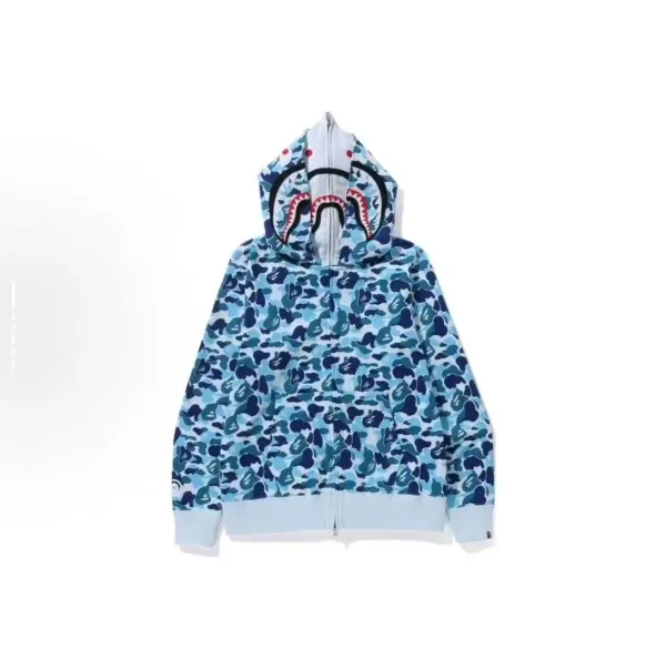 A Bathing Ape Shark Hoodie Blue Camo Hoodie - 1