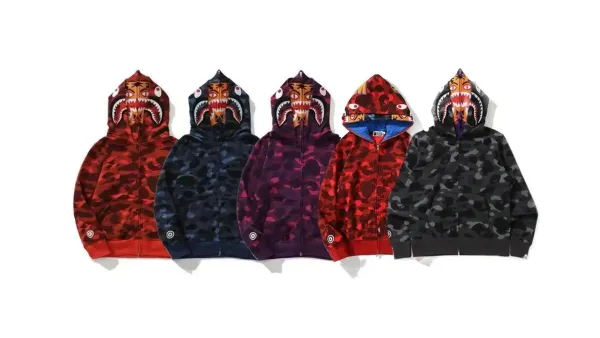 A Bathing Ape Shark Hoodie Multicolor Camo Hoodie - 1
