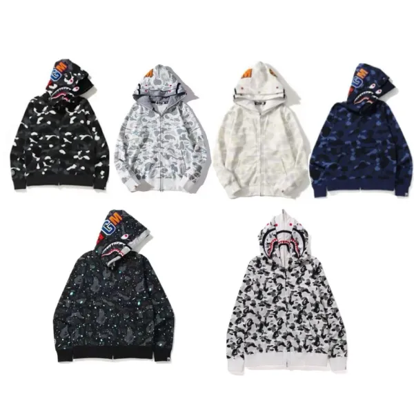 A Bathing Ape Shark Hoodie Black Multicolor - 4