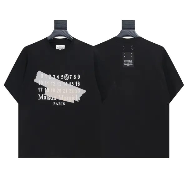 Maison Margiela Numbered Tape Print Black T-Shirt - 1
