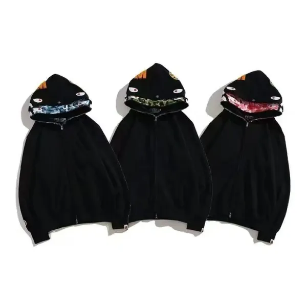 A Bathing Ape Shark Hoodie Black Multicolor - 1