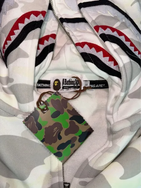 A Bathing Ape Shark Hoodie Black Multicolor - 7