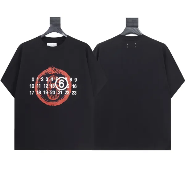 Maison Margiela Number 6 Snake Print Black T-Shirt - 1