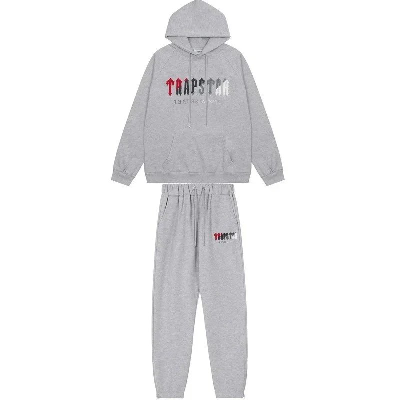 Trapstar Logo Hoodie and Sweatpants Set Gray - 1