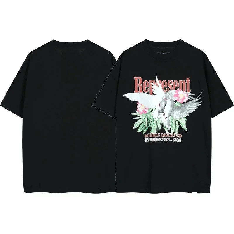 3020 Black [Flower Grey Pigeon Print]