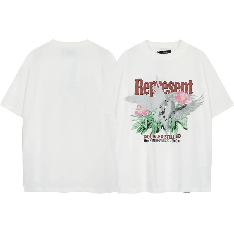 3020 White [Flower Grey Pigeon Print]