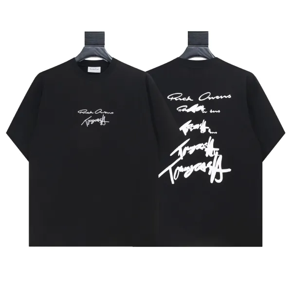 Rick Owens x Tommy Cash Signature Print Black T-Shirt - 1