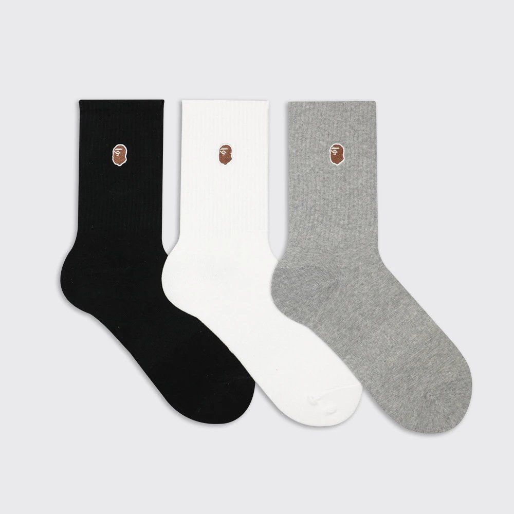 Japanese Streetwear Bape Embroidered Mid-Calf Socks Unisex Japanese Version Trendy Street Sport Fitness Socks Spring Summer Pure Cotton