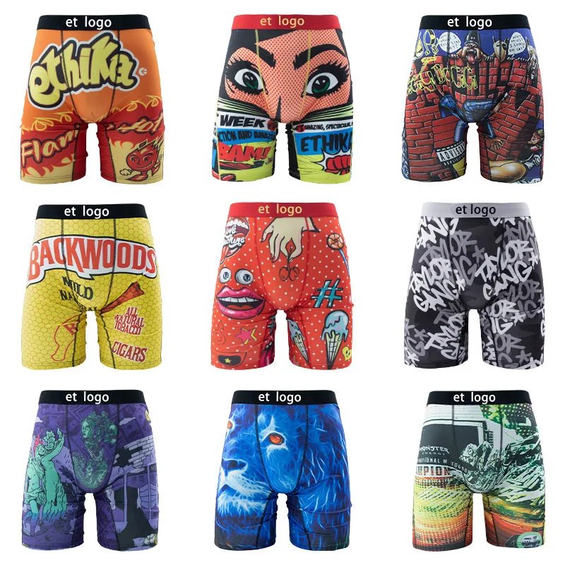 [Popular in Europe & America] Ethika-Inspired Men's Trendy Sports Compression Breathable Polyester Print Underwear