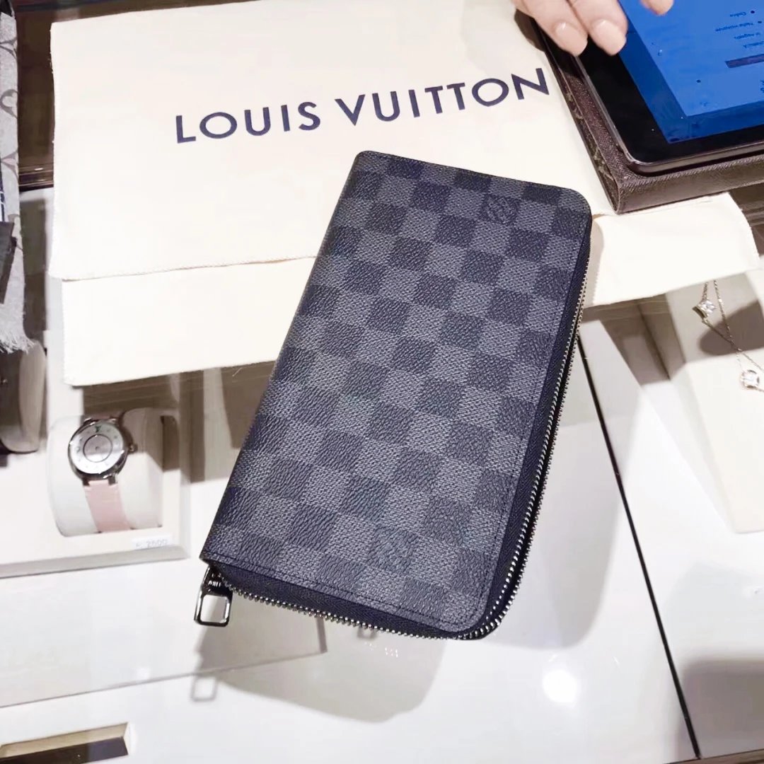 Louis Vuitton Damier Graphite Zippy Wallet Gray Long Wallet - 9