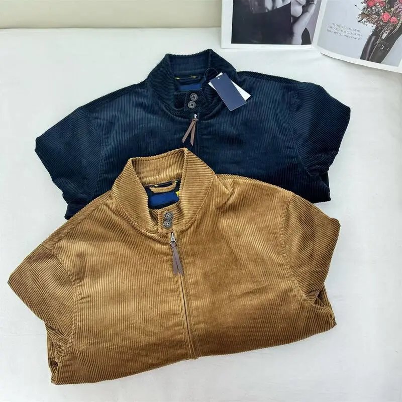 R Embroidered Corduroy Unisex Harrington Jacket