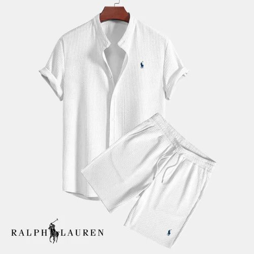 Men's Casual Loose-Fit Ice Silk Short Sleeve Shirt and Shorts Set