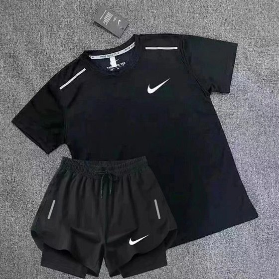Summer Sports Athletics Training Short Sleeve Shorts Suit Men's and Women's Sports Quick Dry Fitness Running 3/4 Horse