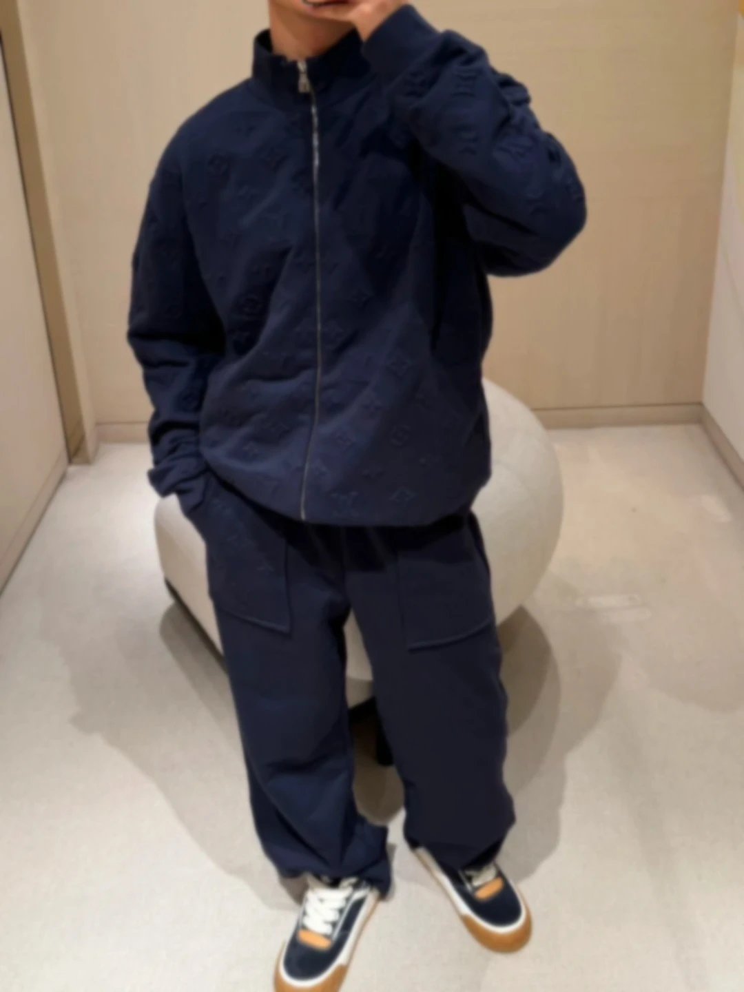Stand Collar Knit Zip Cardigan and Pants Set photo 7