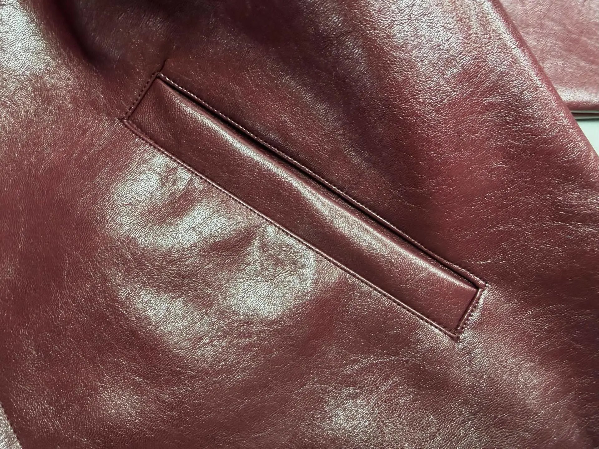 Embroidered Cropped Leather Jacket photo 6