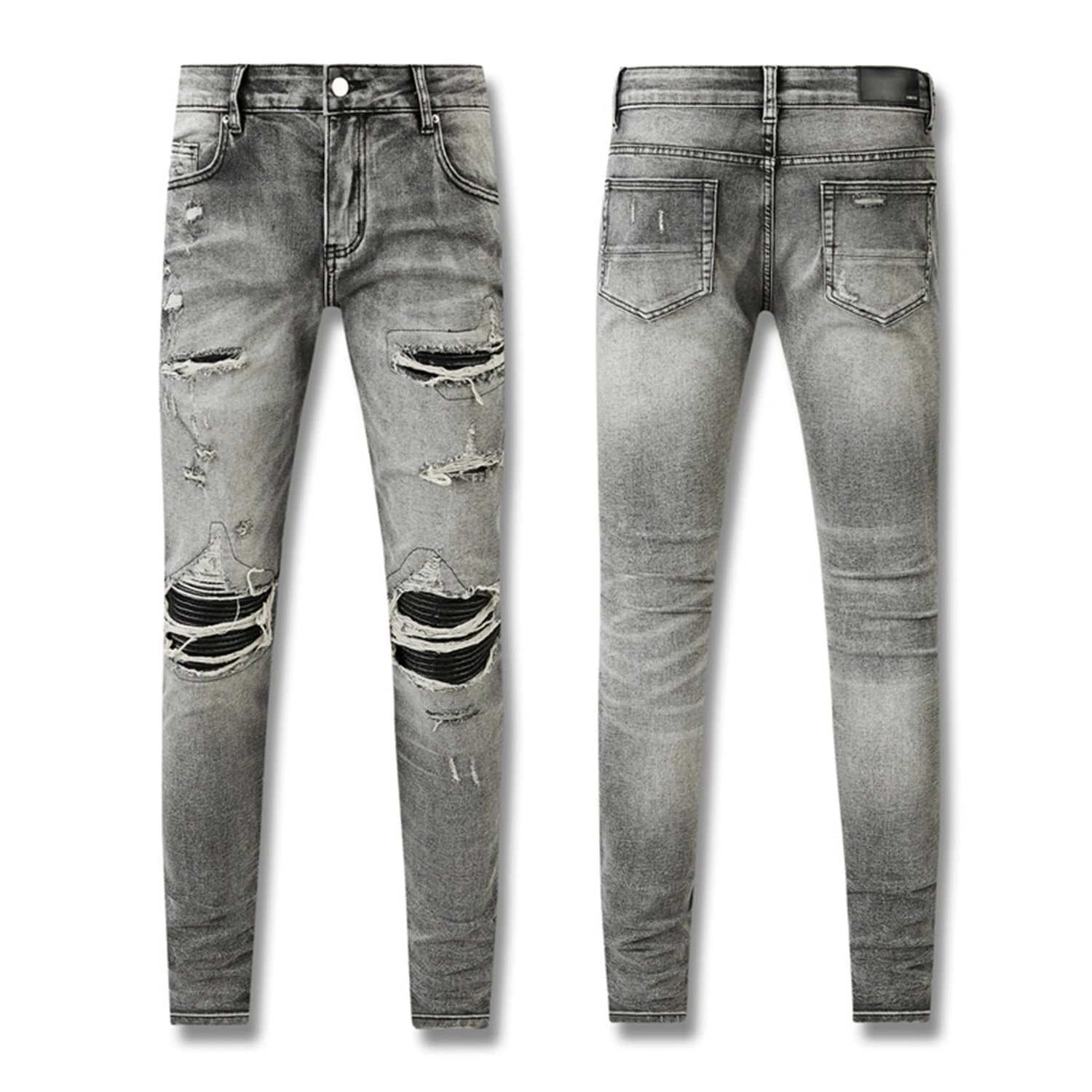 Amiri Destroyed Distressed Gray Skinny Jeans - 1