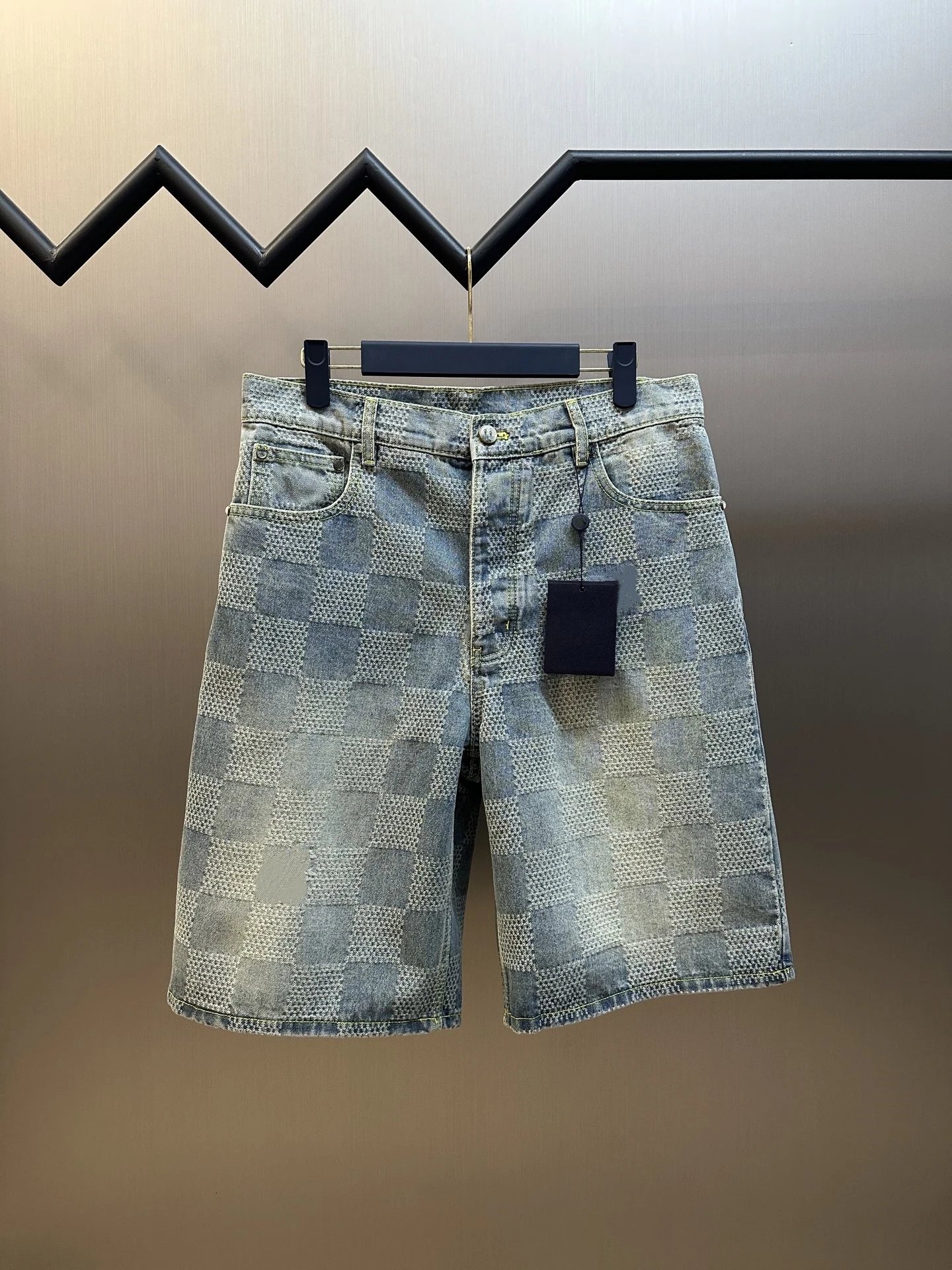 Checkerboard Denim Shorts photo 2