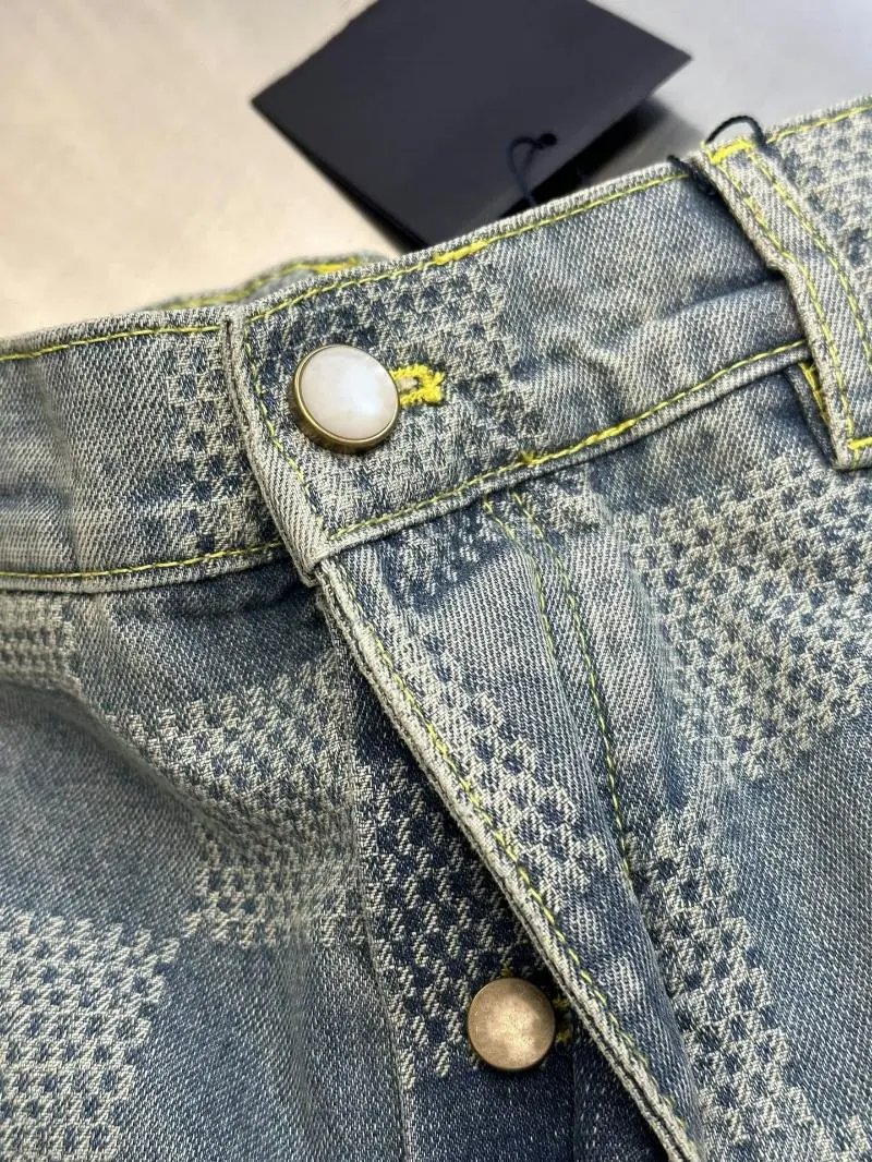 Checkerboard Denim Shorts photo 6