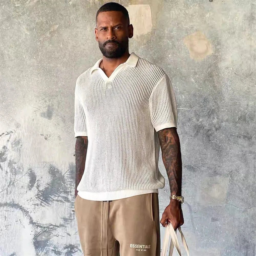 Knit Casual Cutout Short Sleeve Shirt photo 8