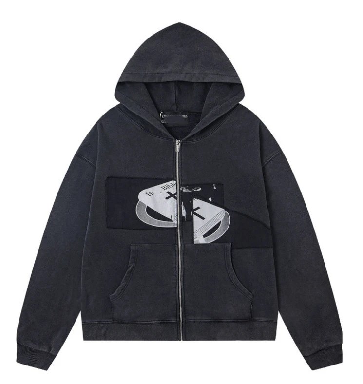 Enfants Riches Déprimés Hoodies & Sweatshirts Graphic Zip-Up — ER 853 Black Zip Sweat