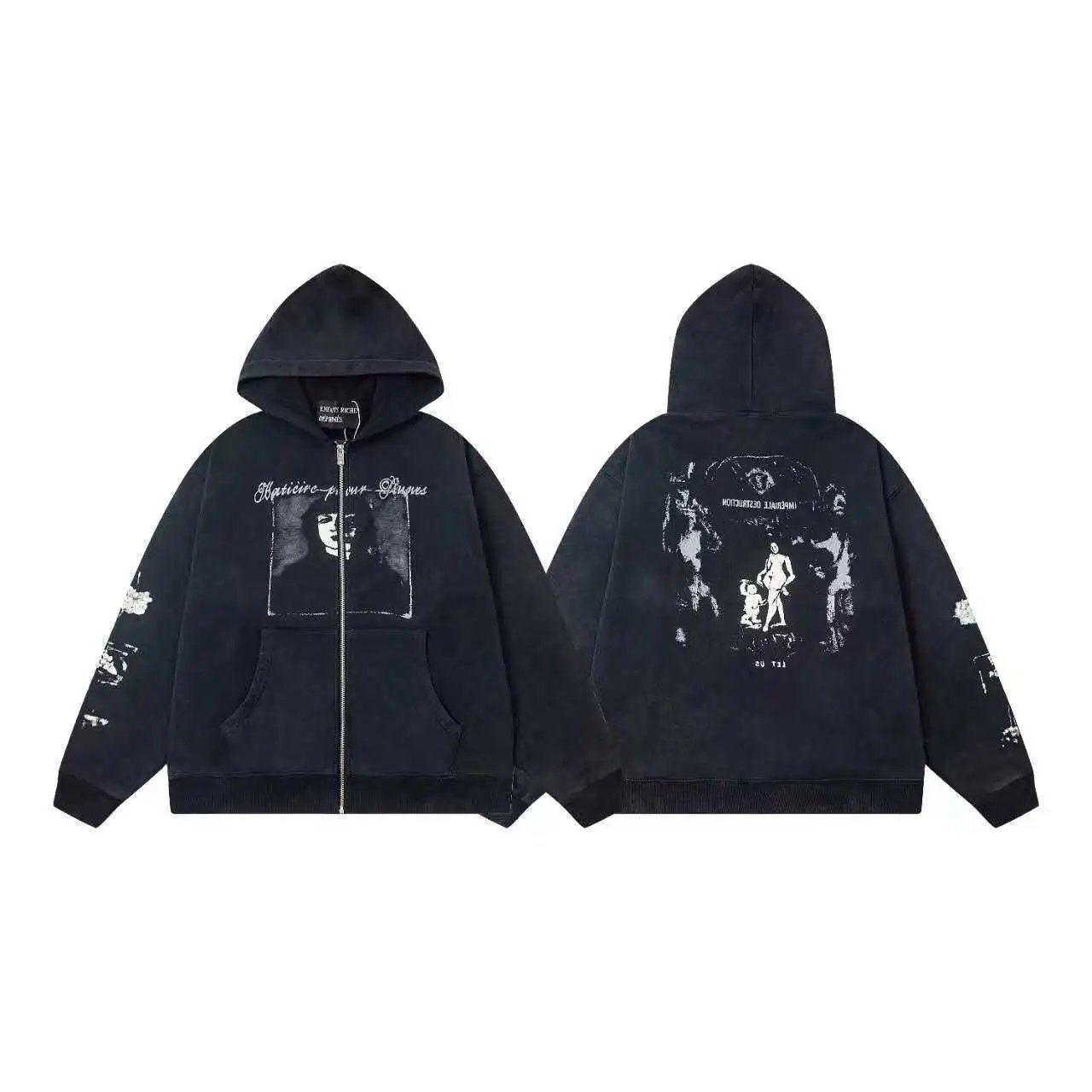 Enfants Riches Déprimés Hoodies & Sweatshirts Graphic Zip-Up — ER 862 Black Zip Sweat