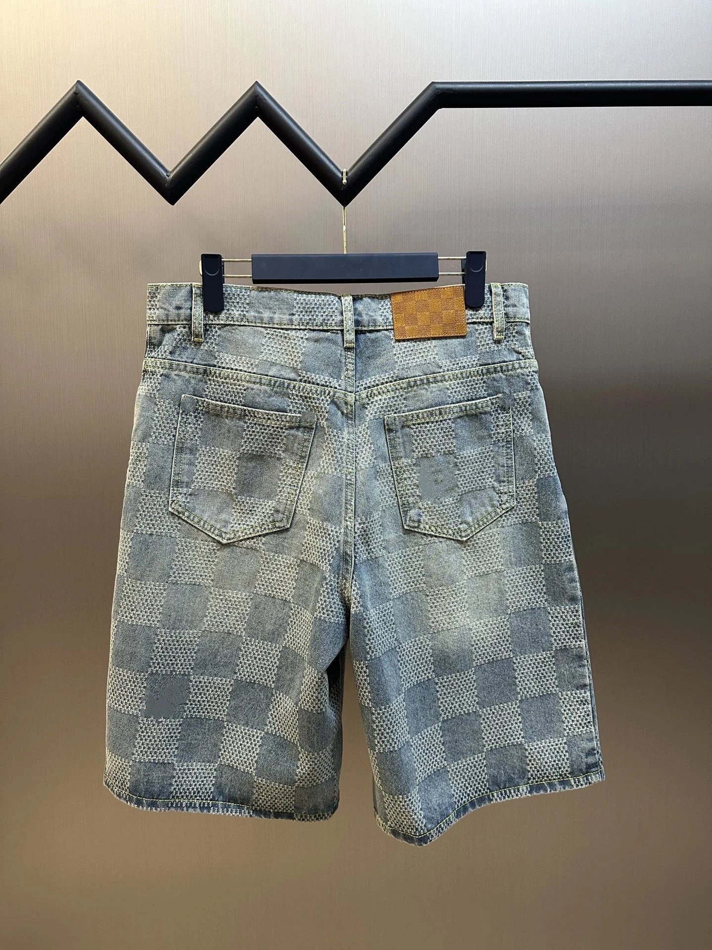 Checkerboard Denim Shorts photo 5
