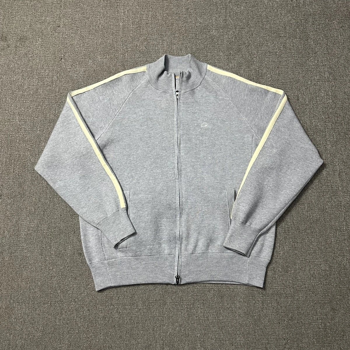 Embroidered Letter Mock Neck Zip Sweater photo 4