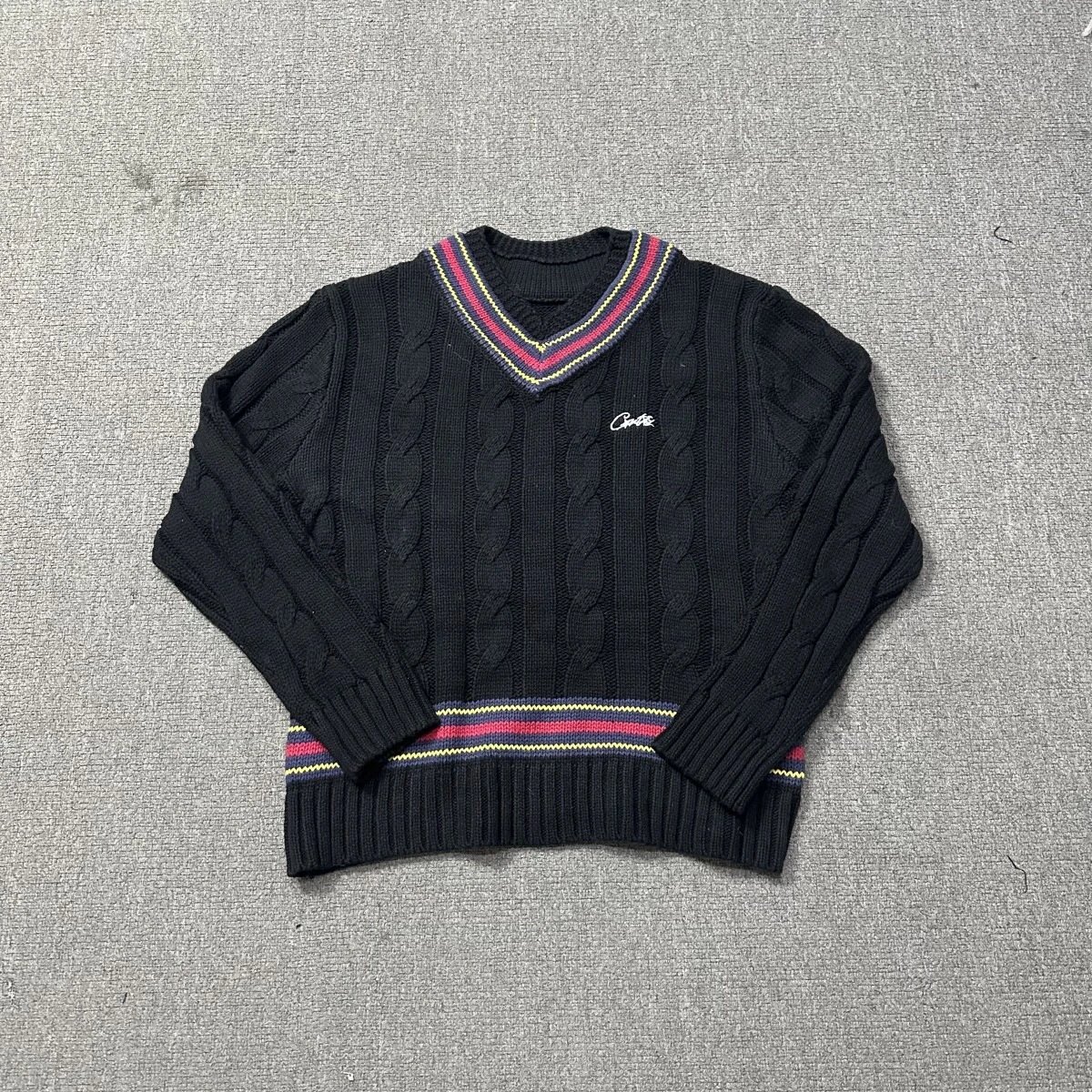 Embroidered Letter Mock Neck Zip Sweater photo 8