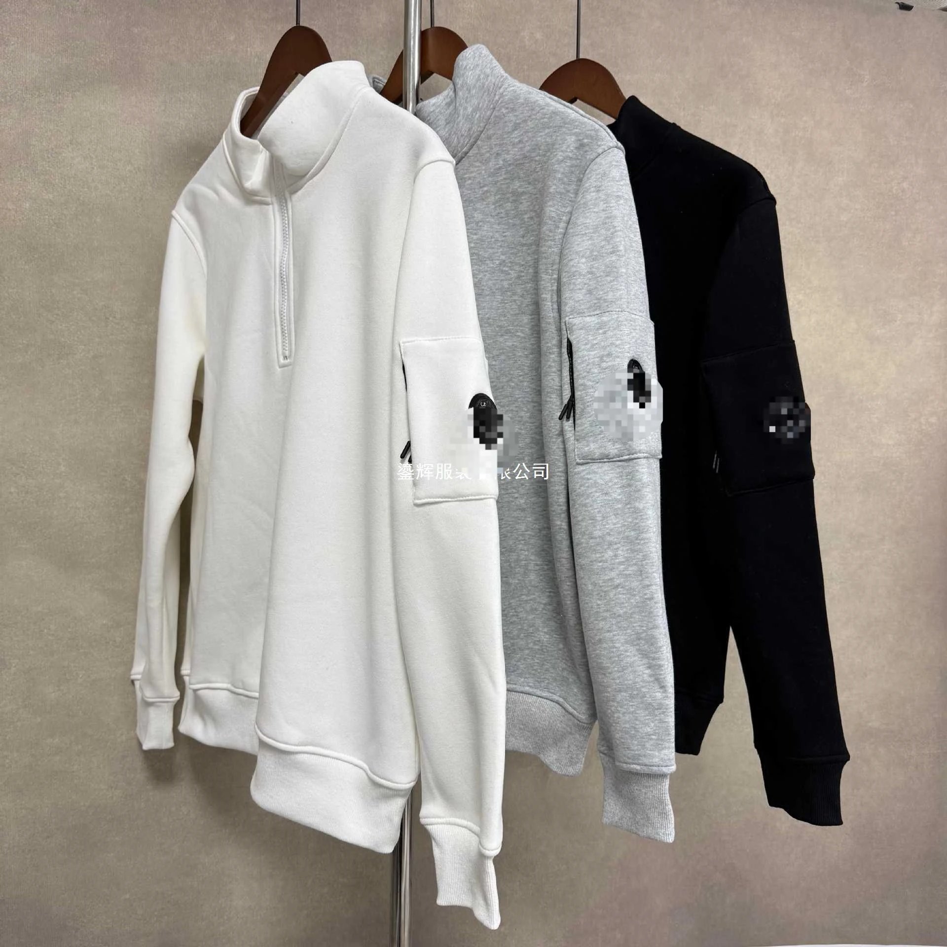 Lens Badge Half-Zip Mock Neck Sweatshirt
