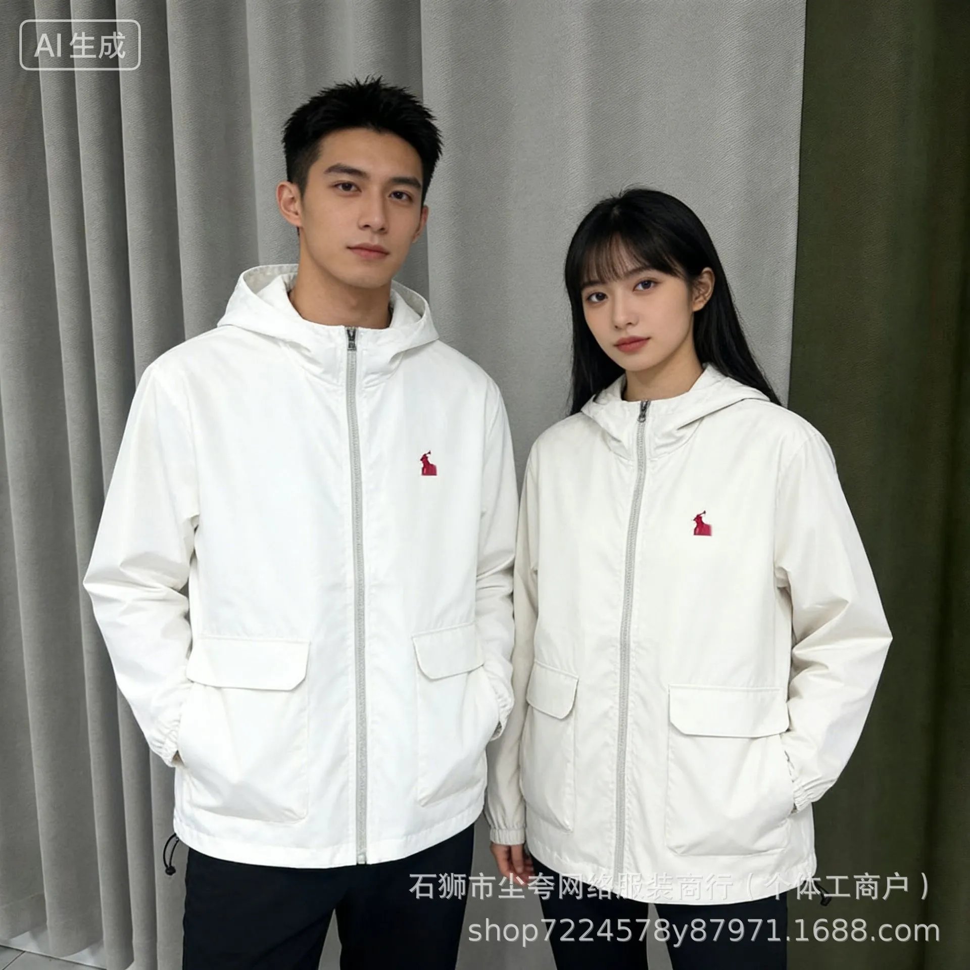 Hooded Windbreaker Embroidery Utility Jacket photo 8