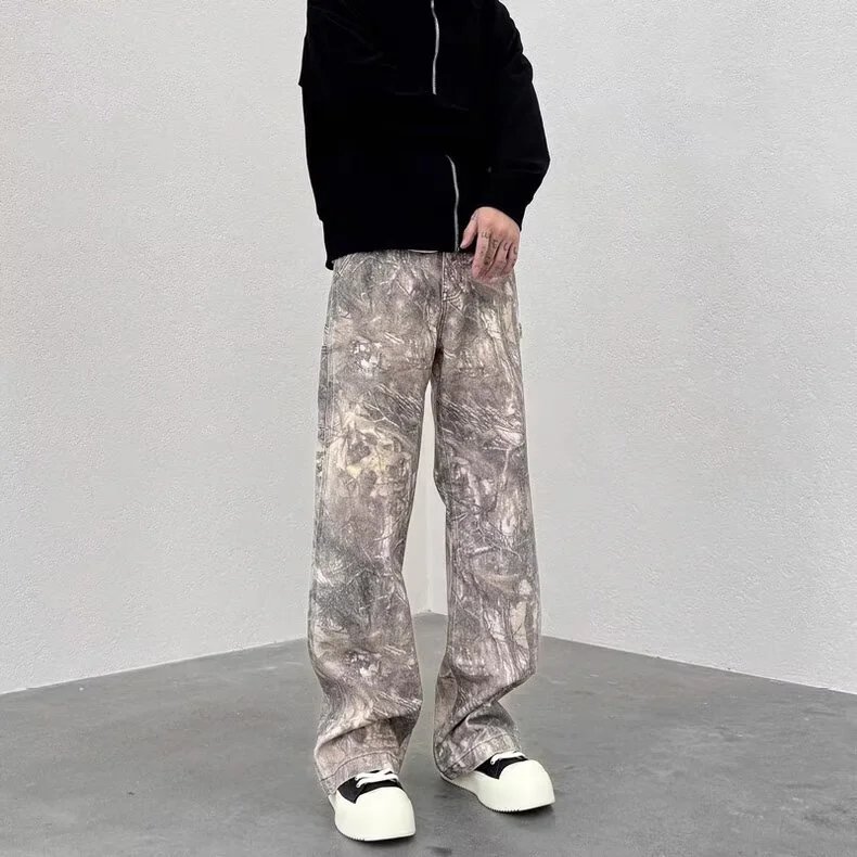 Camouflage Wide Leg Straight Jeans photo 6