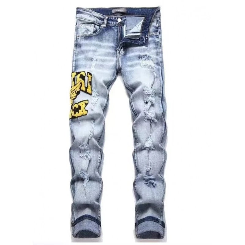 Ripped Patch Embroidery Jeans photo 8