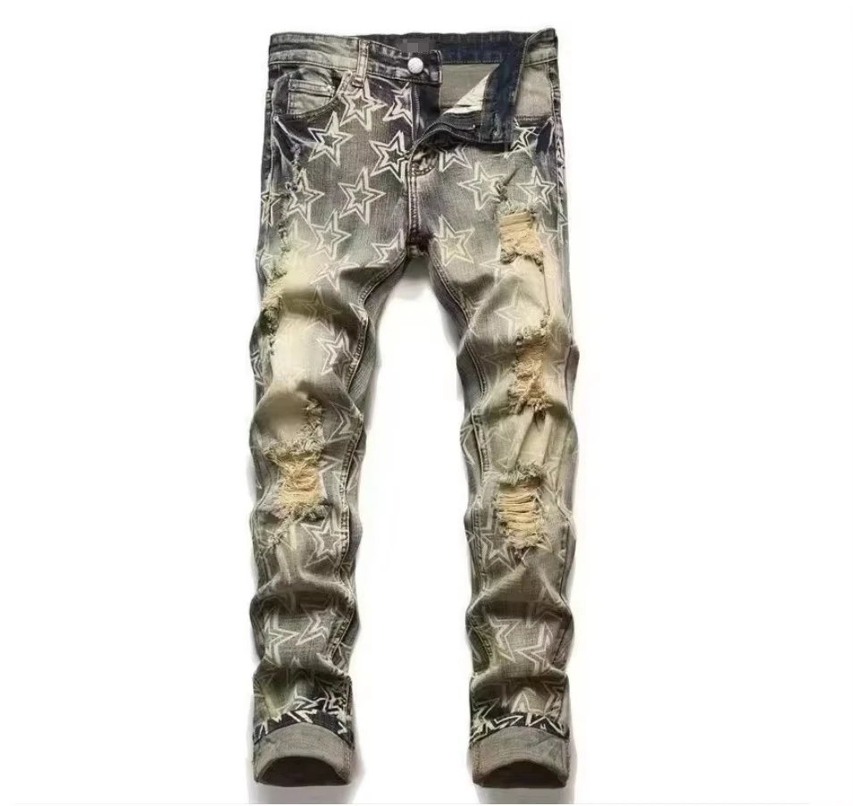 Ripped Patch Embroidery Jeans photo 5