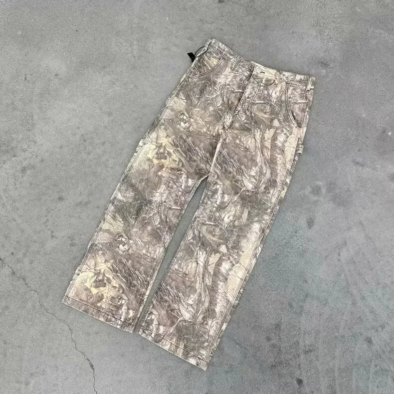 Camouflage Wide Leg Straight Jeans photo 4