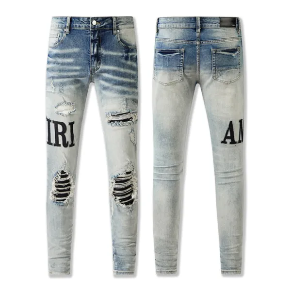 Amiri Distressed Logo Print Slim Fit Jeans - 1
