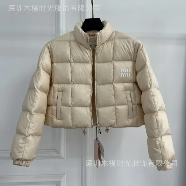 Design Grid-Quilted Cropped Down Jacket Black - 11