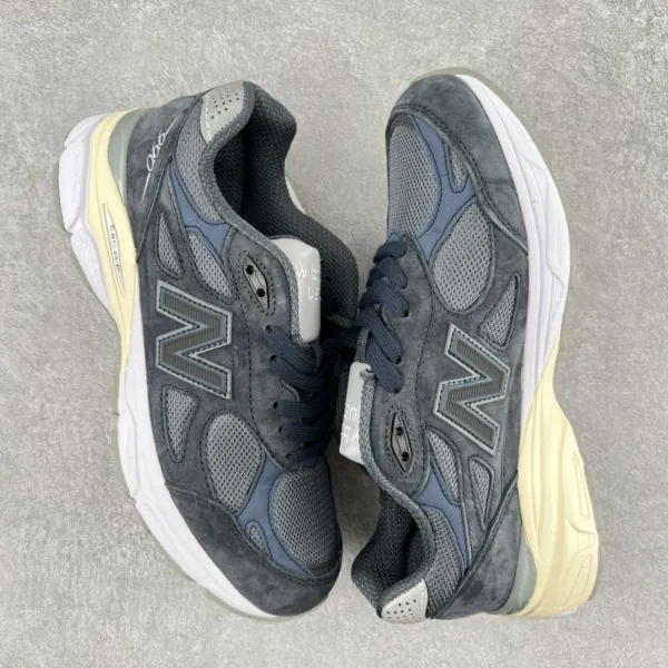 New Balance 990v6 Gray Navy Mesh Suede Running Shoes - 1