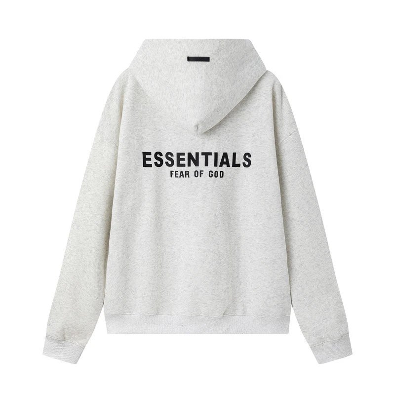 White and gray zip-up letter hoodie SKU image