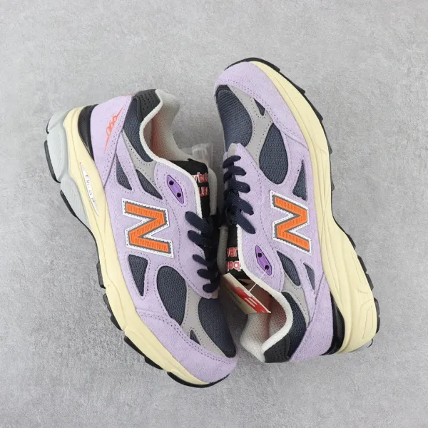 New Balance 990v3 Lavender Orange Chunky Sneakers - 1