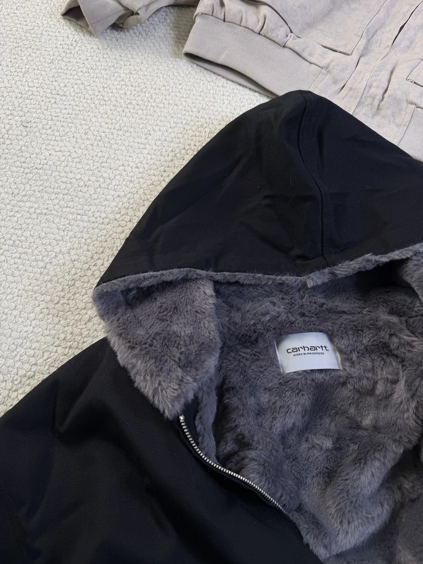 Marble Print Faux Mink Fur Hooded Puffer Jacket photo 8