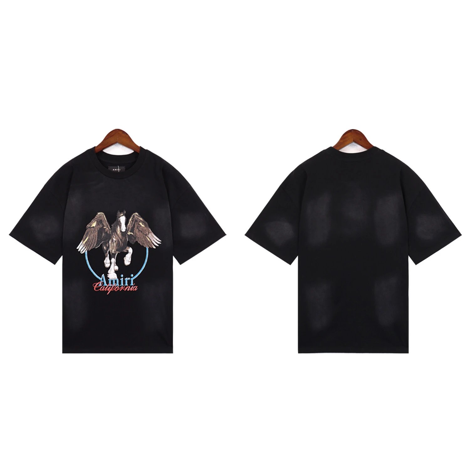 Splatter Gradient Camo Starry Sky Graffiti Letter Couple T-Shirt photo 6