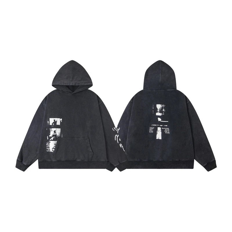 Enfants Riches Déprimés Hoodies & Sweatshirts Graphic Zip-Up — ER 858 Black Hooded Sweat