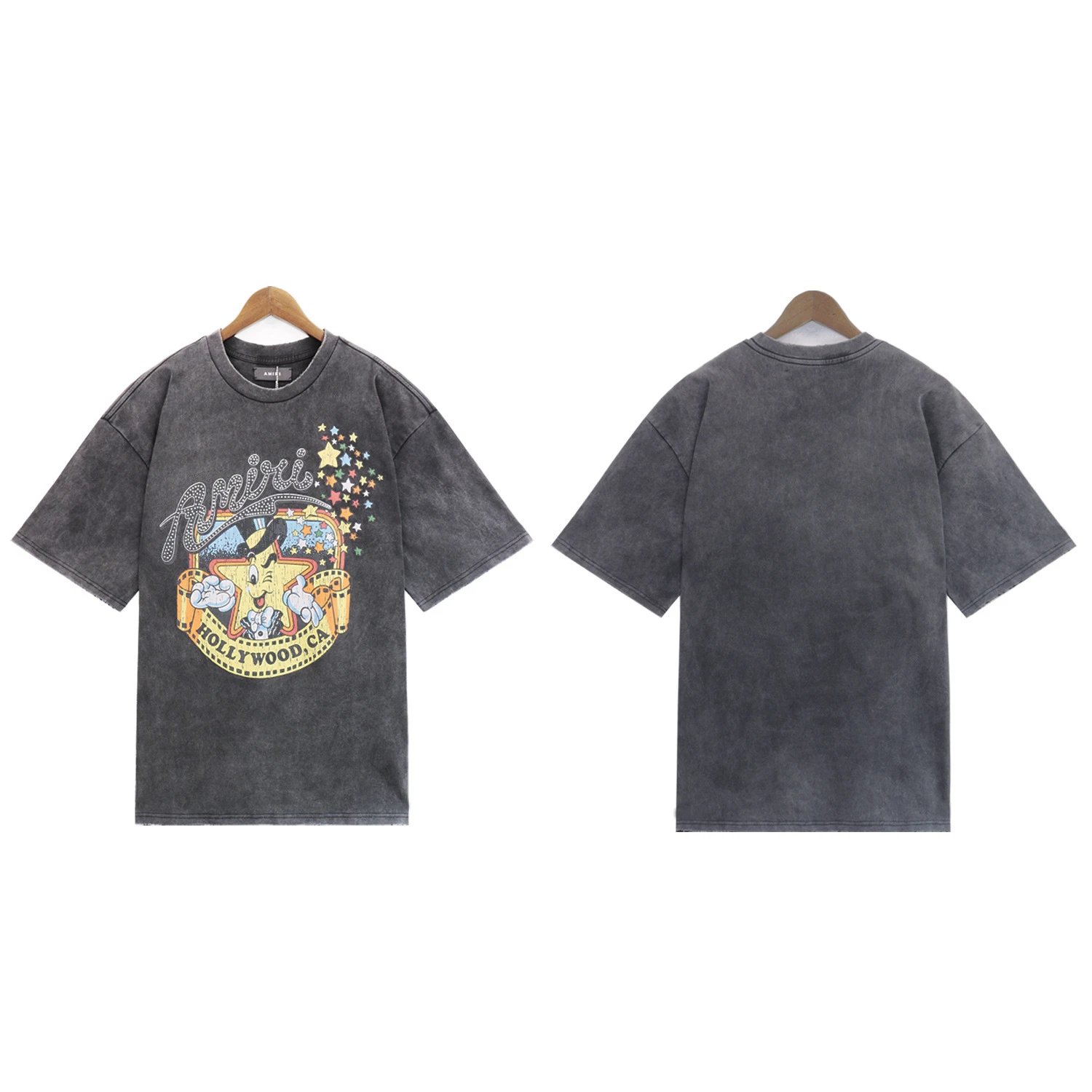 Splatter Gradient Camo Starry Sky Graffiti Letter Couple T-Shirt photo 2
