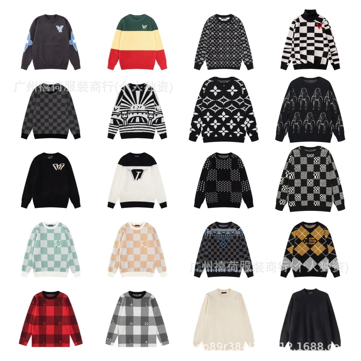 Checkerboard knit sweater